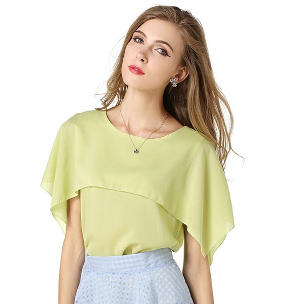 Flounced Loose Sleeveless Chiffon Shirt