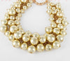 White Pearl Beads Cluster Choker Necklace